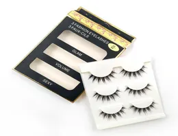 Falsche Wimpern 3 Paare 3D09 Faux Mink Natural Long Fake Strip Wimpern Make -up Schönheit Wimpern Erweiterung Tools6195408