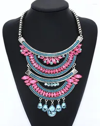 Collane a ciondolo Fashion Crystal Rhinestone Dichiarazione di girocollo Collana Women Collares Mujer Ethnic Jewelry Accessorio