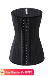 Womens LaTex Waist Trainer 25 حلزوني الصلب Boned Cream Cream Weist Simling Cincher 3 Hooks and Eyes Corset Corselet2221055