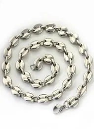 ship 1803903932039039 choose the lenght stainless steel silver coffee beans necklace chain 9mm wide shiny for Wo2737645