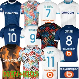 24 25 Marseilles Special Soccer Jerseys 2023 2024 Maillot Foot Om Vitinha Guendouzi Gigot Gerson Payet Clauss Shirts Men Men Kids DigniforファンVer