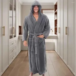 Roupas em casa Pluxush Bathrobe Men de luxo com capuz com cinto ajustável textura macia e macia altamente absorvente para relaxar