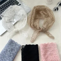 Scarves Korean Embroidered Triangular Binder Women's Neck Spring Summer Guard Autumn Elegant Transparent Lace Neckerchief