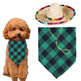 Abbigliamento per cani pezzetti bavaglini bavaglini della sciarpa con cappello a plaidanda da bandana asciugamano per cani gatti piccoli animali domestici eleganti non sbiadite cotone