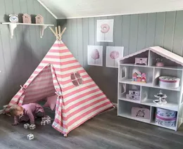 6039 Indian Play Tent Teepee Kids Playhouse Uyuyan Dome Taşınabilir Taşıma Çantası Pink4396997