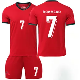 قميص كرة القدم 2024 كأس البرتغال بدلة 7 ج رونالدو رقم 8 ب رسوم الطبعة الصحيح للأطفال