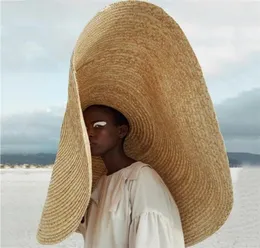 Moda Large Sun Hat Beach Antiuv Protecção solar Palha dobrável Sombrero Lace Up Up Large Brim Straw Hat de Chapé