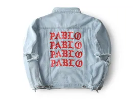 Men039s Kurtki West Pablo Denim Men Hip Hop Tour Brand Ubranie streetwear dżinsy kurtki12003626