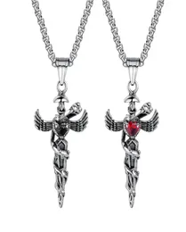 الصلب غير القابل للصدأ Caduceus Angel Wing Symbol of Medicine Doctor Nurse Nentlace Netlace for Mens Boys2732025