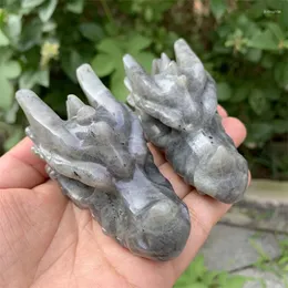 장식 인형 자연 래브라도 라이트 용 해골 피겨린 돌 조각 된 공예 장식 치유 석영 크리스탈 레이키 동상 마법