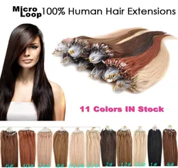 10 Micro Loop Hair extensions 05gstrand 200slot Brazilian Remy Human Hair 1624 inch color 8 27 99J 613 60 pink9140257