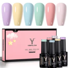 Gel Yokefellow 6/PCS pastellgel nagellack set vår sommargel polska macaron godis söt färg mjuk rosa gul blå gelpolska