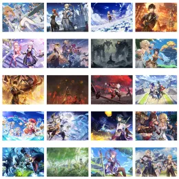 Kaligrafi 20pcs Genshin Etki Anime Mobil Sosyal Oyun Poster Yüksek Dikkatli Fotoğraf Kağıt Baskı Yüksek Kalite HD Baskı Duvar Çıkartmaları Odada