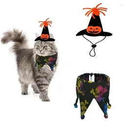 Hundekleidung 2024 Haustierzubehör Halloween Kostümparty Dress -up -Kragenhut Set für Katzen und Hunde