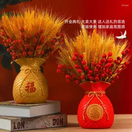 Вазы ячменя сухой цветы счастливые сумки деньги пшеничные украшения домашние украшения Открытие подарков тикток год