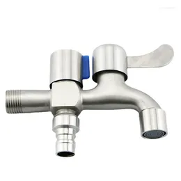 Waschbecken Wasserhähne Legierung WiredRawing Faucet Dual-Use One-in-zwei-aus-Haushaltsbalkon Schnelloptimierende Waschmaschine 4 Punkte