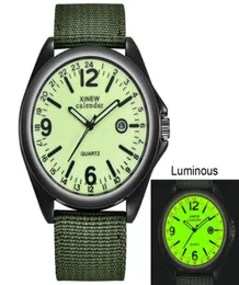 Glow in the Dark Watches Tops Brand Luxo Militar Masculino Quartz Exército Relógio Dial Black Data de luxo Sport Wrist Relógio 356040010