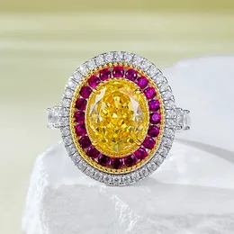 2024 CHOUCONG RAIS DE CEDIMENTO JOIXAS DE LUMURO REAL 100% 925 STERLING PRATA OVAL Corte amarelo Moissanite Diamond Gemtones Eternity Party Women Women