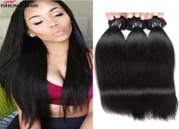 ISHOW Virgin Human Hair Bundles Brazilian Malaysian Straight 4 PCS For Women Girls 10a Hair Extensions Weft Peruvian Natural Color2649624