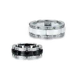 Außenhandel Single Row Schwarz -Weiß -Keramik -Diamantring Ring Ring Ring Schmuck Whole8893803