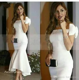 2019 elegante sereia branca para o vestido de noite comprimento de chá formal vestido de festas de festas personalizada feita plus size6883517