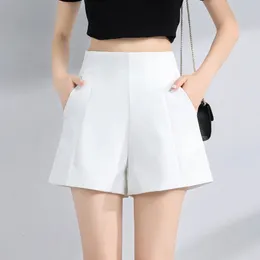 Shorts Shorts Women High Waist Shorts Frum prima estate in chiffon a gamba larga larga lady Black White 240409