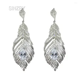 Dangle Ohrringe Sinzry Klassische trendige Schmuckaccessoire Kubische Zirkonia Feder schillernde Drop Lady Geschenk