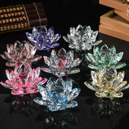 Titulares de vela Clear Crystal Glass Lotus Flower Tea Light Holstick Decor Craft Craft