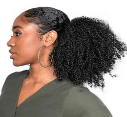 Rebéutia Synthetic Ponytail Afro Puff Kinky Curly Treathstring Rail para mulheres negras Chavela curica de tração de punho de tração 8 polegadas 6 polegadas