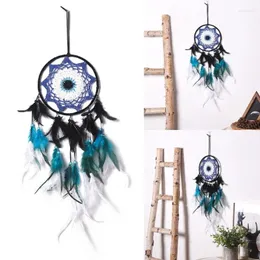 Dekorativa figurer Blue Eye Feather Dream Catcher Pendant Charm Ornament för inomhus trädgårdsgård party bakgrundstillbehör M76D