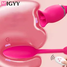 Giocattolo femminile vibratore rosa wireless con la lingua leccata simulatore a g-spot sfera vaginale vibrante amore uovo adulti giocattoli sexy per donne