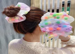 Fashion Popular Hair Accessory Rainbow Ball Organzeqhairband with big flexibility hair Band Exquisite Hair Accessories mix designs1114030