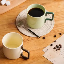 Muggar Nordic Ins Korean Mugg Water Cup Coffee Ceramic Home Office Gift Square Tome to Share