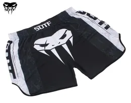 SOTF MMAブラックヘビヘッドエラスティックムーブメントMMAショーツタイガームエタイボクシングショーツサンダキックボクシング衣類MMA 2205112073141