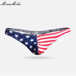 Underbyxor amerikanska flagga sexiga män underkläder trosor bikini bomull designade låg midja herrar gay penis påse