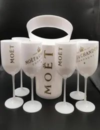 Secchi di ghiaccio e refrigeratori con 6 pezzi in vetro bianco Moet Chandon Champagne Glass Plastic302W208D253V8919261