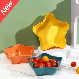 Tallrikar Creative Five Pointed Star Dish Morandi Color Hushållskvalitet Plastfack Frukt matbord Specialitet 2 Storlekar