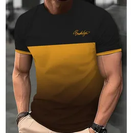 2024 Случайные мужские футболки весенняя одежда Ombre Рубашки негабаритные топы с коротким рукавом Tees 5xl Vintage для мужских футболок 240412
