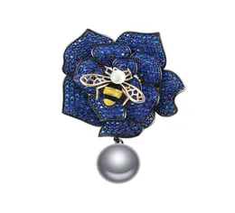 Eleganckie broszki kwiatowe pszczoły Enamowe szpilki miodne kryształowy róży biżuteria pin Broach Wedding Bukiet Broquet Brosche Femme Bijoux64605659828164