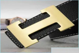 Bälten 2022 Varumärke Luxury Men äkta läder Lettern H Buckle For Business Fashion Strap Women Jeans X220216 Drop Delivery Acces AC4358391