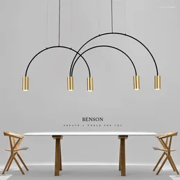 Lustres lustres nórdicos lâmpada de suspensão volta breve lustre de ferro moderno designer moderno luz vintage spot lushing led minimalista minimalista