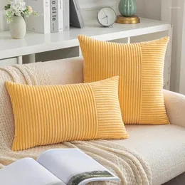 Pillow Inyahome Pack Of 2 Corduroy Throw Covers 30x50cm 45x45cm 50x50cm Striped Patchwork Yellow Farmhouse Classic Pillowcases