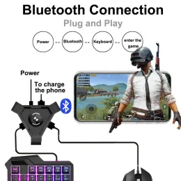 Gamepads Metermall Pubg Mobile Gamepad Controller Gaming Клавиатура мыши для Android Phone на ПК Bluetooth Adapter Plug и Play