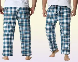 Pantaloni da fondo del pigiama da uomo in plaid maschile, rilassati pantaloni di casa rilassati flanella flanella comoda maglia morbida cotone pantalon pijama hombre 25738449