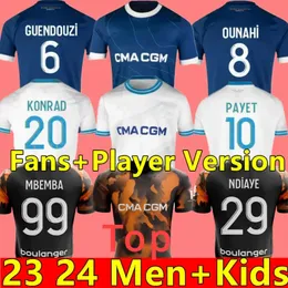 2023 24 MAILLOT Marseilles 축구 유니폼 발자국 Cuisance Guendouzi Alexis Payet Clauss 축구 셔츠 남자 아이 베레 아웃 om Olympique Vitinha 팬 플레이어