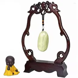 Dekorative Teller rotes Holz Hanging Jade Schmuck Rack Display Warving Decoration Ornament