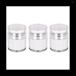Storage Bottles Cream Jar Vacuum Bottle 50Ml Airless Pump Portable Lotion Dispenser Makeup Creams Travel Container 3Pcs