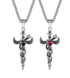 Stainless Steel Caduceus Angel Wing Symbol of Medicine Doctor Nurse Pendant Necklace For Mens Boys6157821
