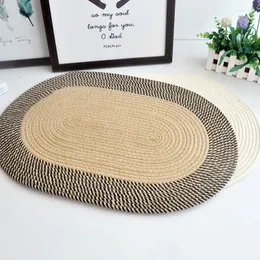 Mattor japansk stil handvävd area matta bomullstråd jute ingång mattan dörrmatta badrum absorberande antislidgolvmatta 45x65cm