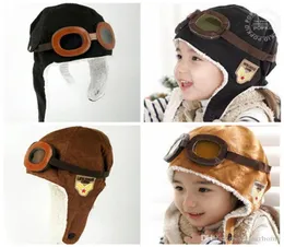 Bebek Pilot Aviator Cap Pilot Earflap Kapakları Hava Kuvvetleri Beanie Rüzgar Geçirmez Sıcak Şapkalar Earflap Beanie Kızlar Pilot Uçuş Earflap Peluş Bean1089197